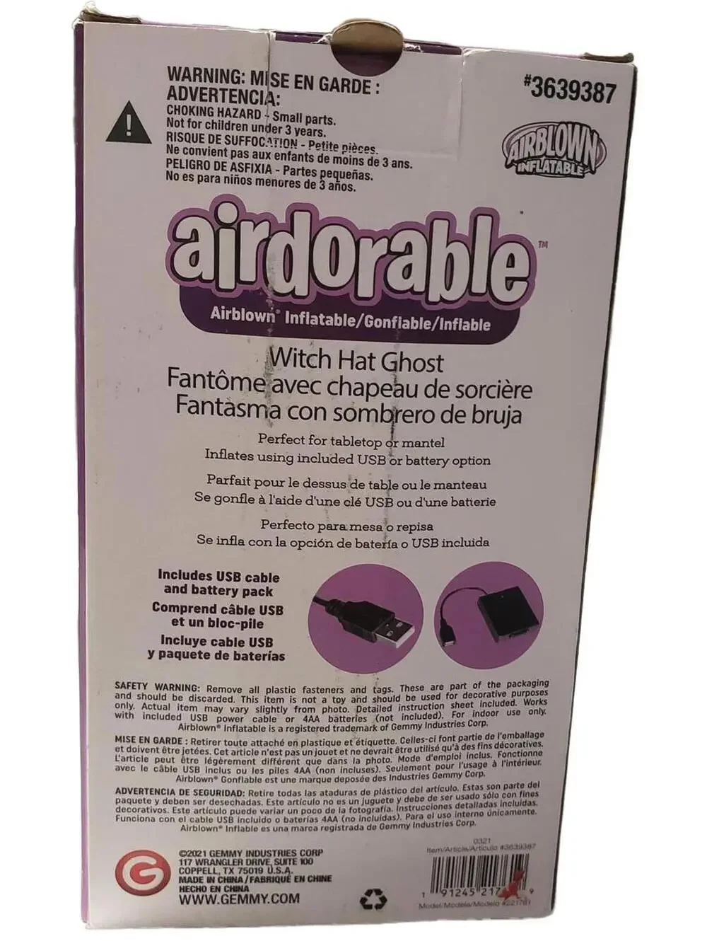 Airdorable Witch Hat Ghost Inflatable Halloween Decor - USB / Battery Operated